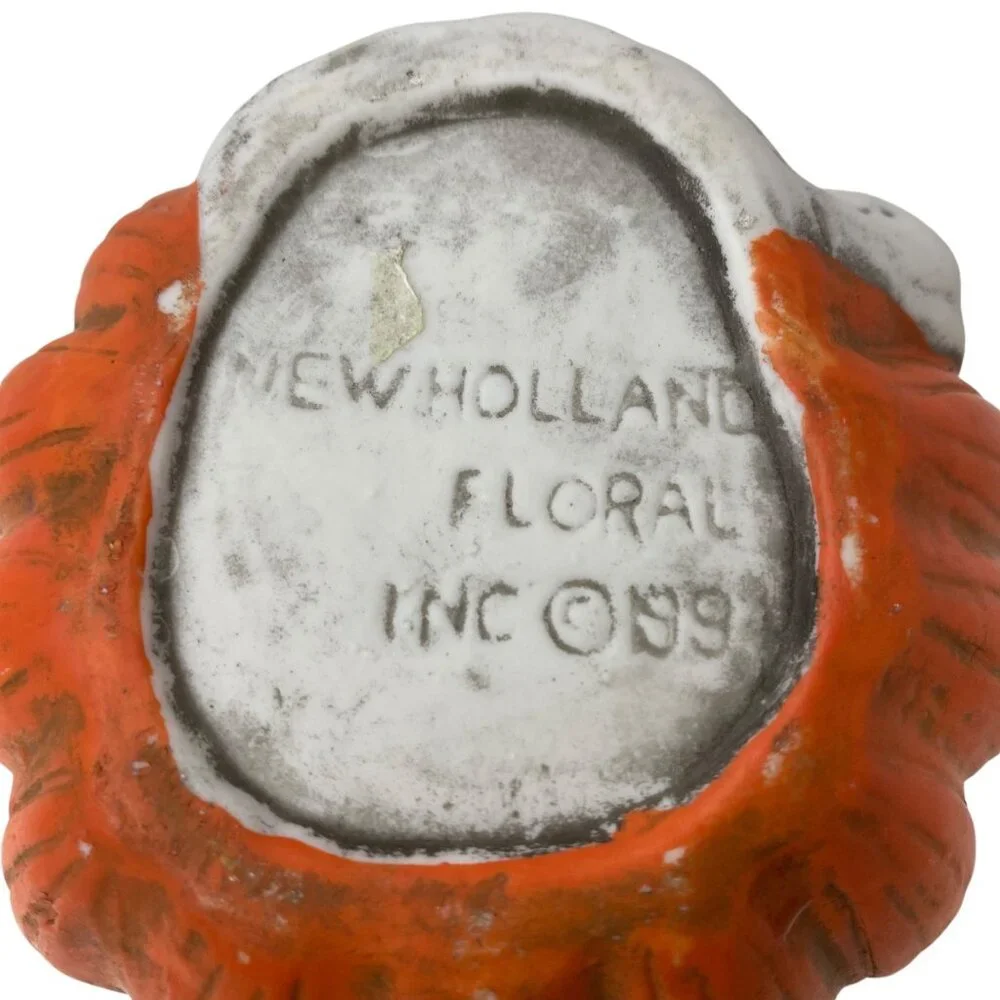 Vintage New Holland Floral Ghost & Pumpkin Ceramic Planter Votive‎ Candy Decor